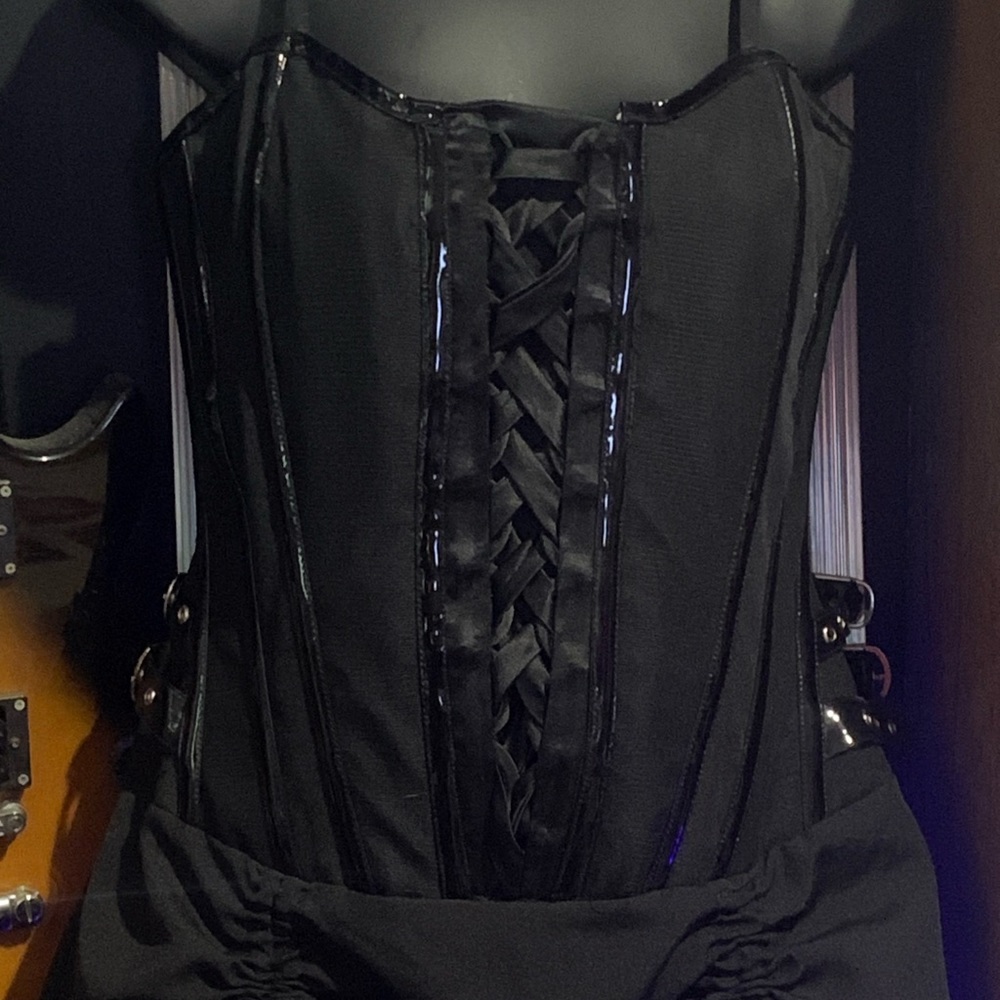 ULTRA RARE POIZEN INDUSTRIES GLOSSY BLACK CORSET DRESS